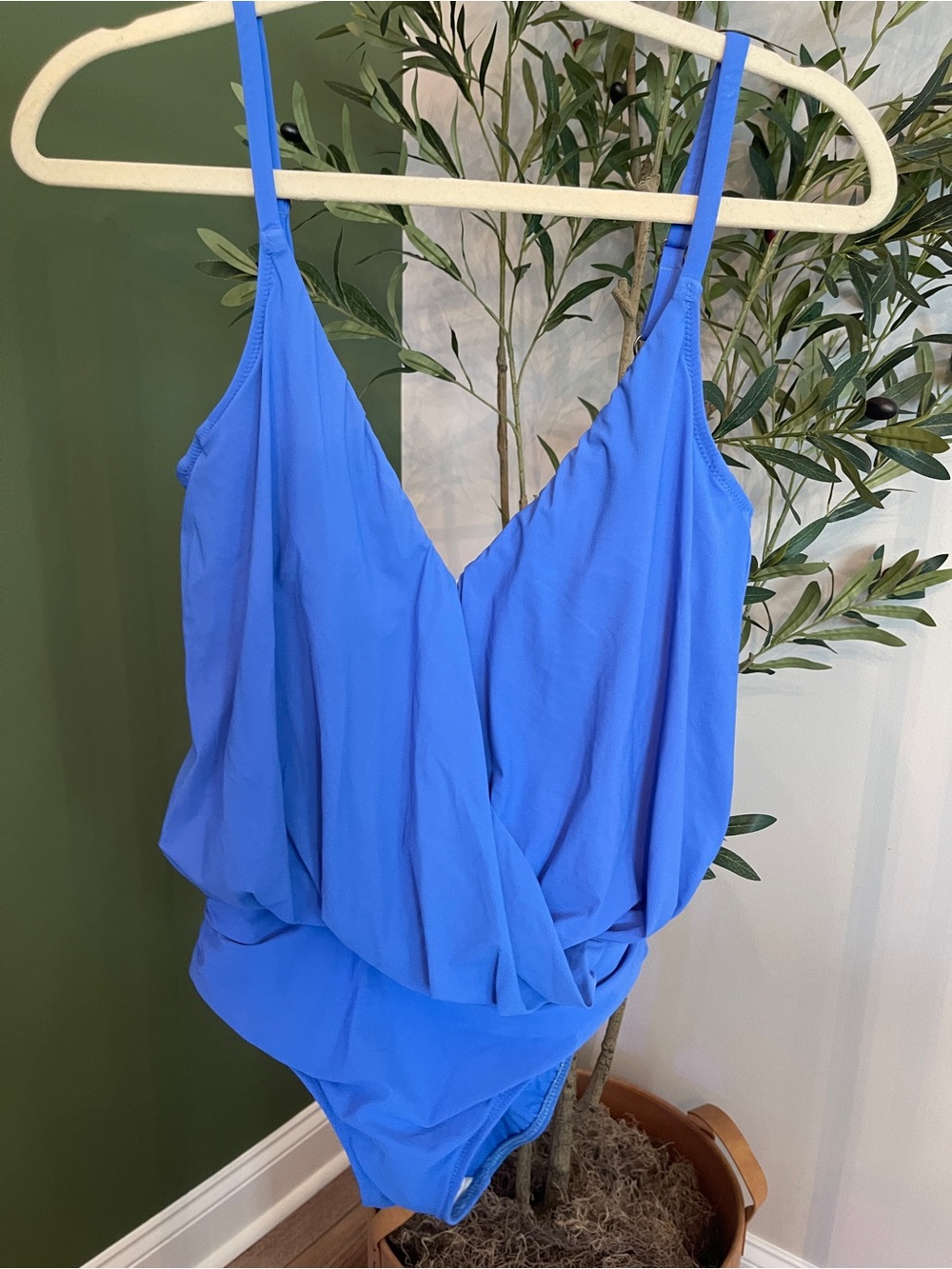 Gottex Blue Draped V-Neck Camisole